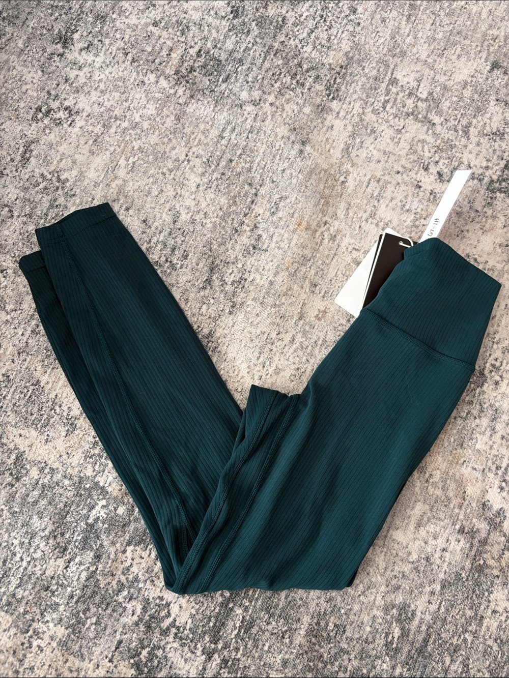 adidas Deep Teal Ribbed High-Waist Leggings